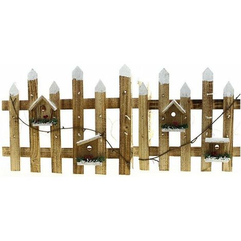 Holzzaun 30 LED 98x4x40 cm - Marrón - (1/2)