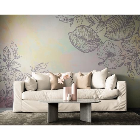 Papier Peint Illustration - floral pastel - 150 x 250 cm (1/2)