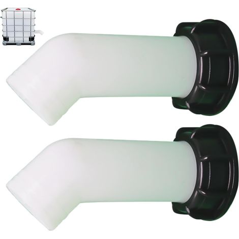 Lot de 2 raccords d'écoulement IBC : adaptateur IBC S60 x 6 filetage grossier, tuyau d'écoulement IBC, robinet d'écoulement IBC, bec d'écoulement IBC 60 mm, pour réservoir IBC, bec de sortie (1/5)