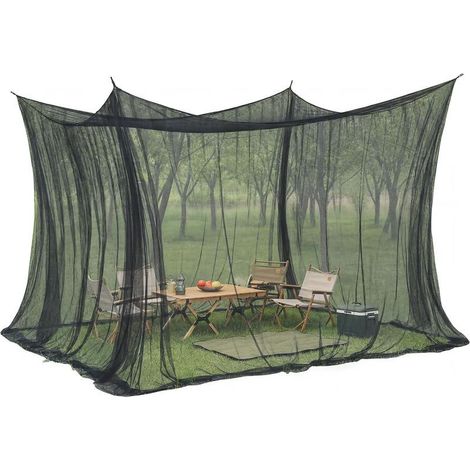 XXL Reise-Moskitonetz, Moskitonetz für Doppelbett (300 x 300 x 250 cm), geschlossenes Campingzelt, Insektenschutz für den Außenbereich, Terrasse, Schwarz (1/5)