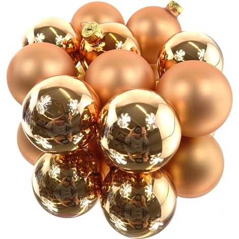 Christbaumkugeln Brandy Orange 5 x glänzend & 5 x matt Ø 6 cm aus Glas - 10er Set
