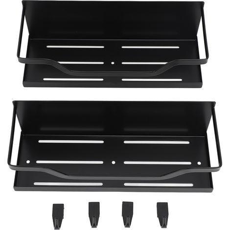 Lot de 2 Porte-épices Magnétiques Réfrigérateur, Acier Carbone Noir avec 4 Crochets, Rangement Cuisine Gain de Place (1/5)