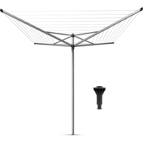Séchoir Rotatif Topspinner - Etendoir Linge - Antidérapantes - Résistantes aux UV, 50 m - Rotation Fluide - Compatible avec Les Cintres - Tube en Plastique - Gris Métallique - ø 295 cm (1/5)