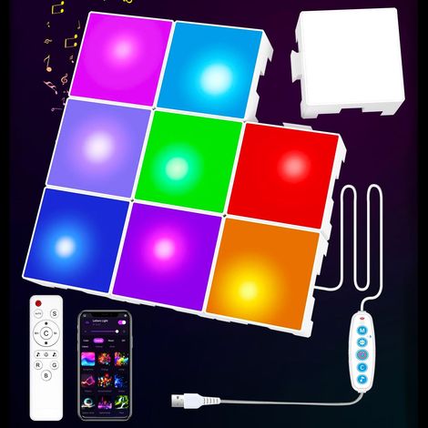 Panneau Lumineux LED Carré Intelligent pour Gaming, Lampe d'Ambiance RGB avec Synchronisation Musicale et Module DIY Personnalisable, Décoration Bureau E-sport-lsw (1/5)