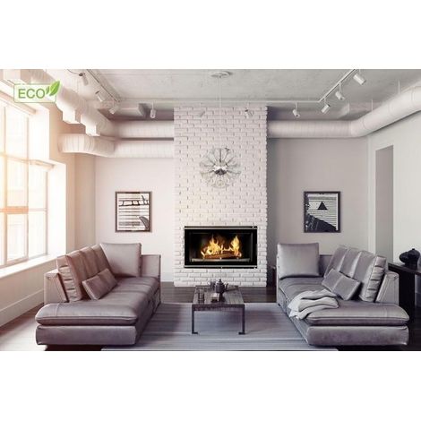 Insert cheminée à bois 9,4 kW – Efficacité 63,7 % – Pour 94 m² – Sortie 180 mm – Ouverture gauche – Écoconception – Uniflam (1/5)