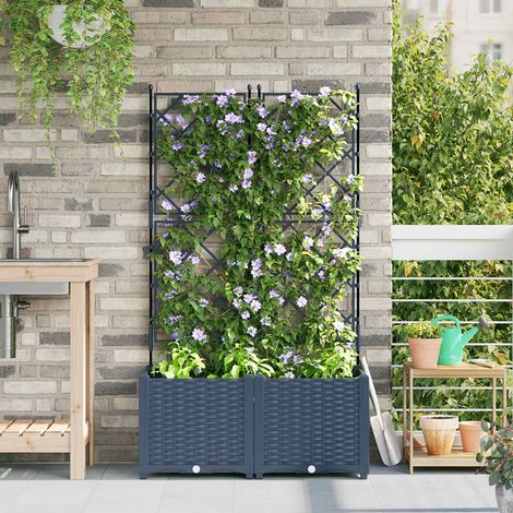 Garten-Pflanzgefäß 2 pcs Grau 80 x 40 x 143 cm Kunststoff (1/5)