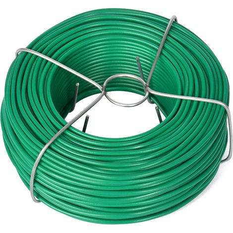 Fil de jardin, diamètre : 2 mm, 50 m, en Plastique, vert, gainé, pour fleurs, plantes, bricolage, enroulé