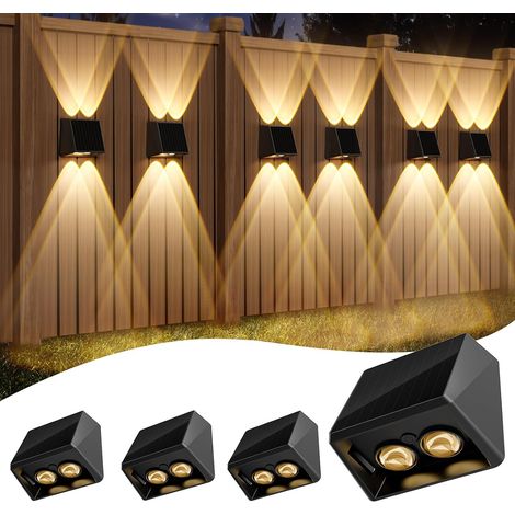 Solar Outdoor Wall Light Set of 4, with 11 RGBCW Modes  IP44 Waterproof, Warm White (1/5)