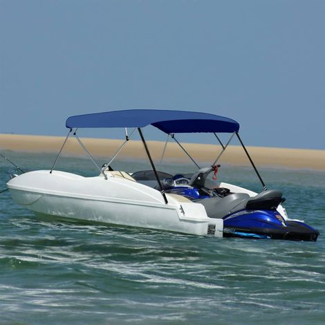 Auvent bimini, Bâche pour Bateau, Couverture de Bateauà 4 arceaux Bleu marine 243x(230-244)x137 cm LKOWF13798 (1/5)