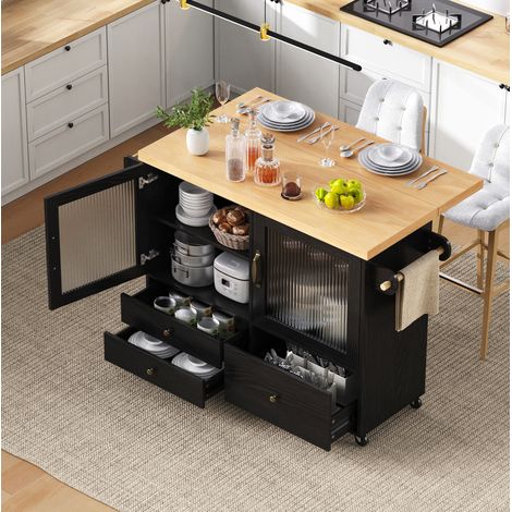 Mueble auxiliar cocina con ruedas y mesa extensible OKMYHOME (1/5)