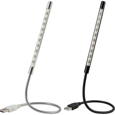 2-Piece USB LED Reading Lamp, Flexible Gooseneck Touch Laptop Lamp, USB Night Light for Students, Office, Bed, PC Keyboard, Reading and Accent Lighting (Black, Silver) (1/5)
