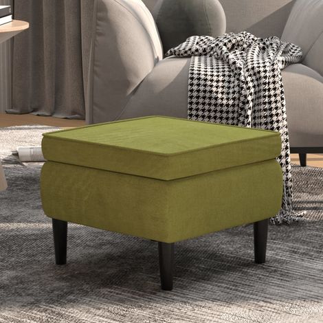 Taburete con patas de madera terciopelo verde claro vidaXL (1/5)