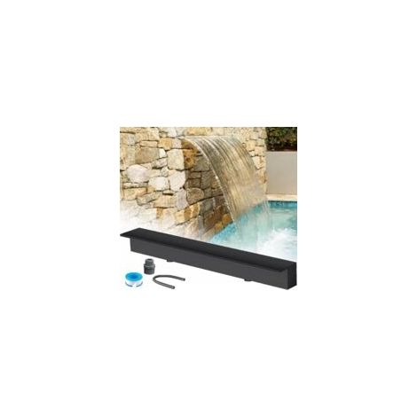 Fontaine de piscine cascade en acier inoxydable – Déversoir décoratif encastré au mur – Largeur 30 cm – Installation à 150 cm max