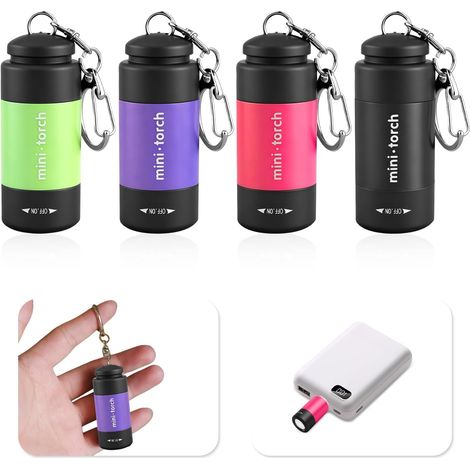 Mini Lampe de Poche, Lot de 8 Lampe Torche LED Portable, Petite Porte-Clés Torcheen Aluminium, Étanche, USB Rechargeable, pour Extérieur, Camping, Randonnée, Urgences (1/5)
