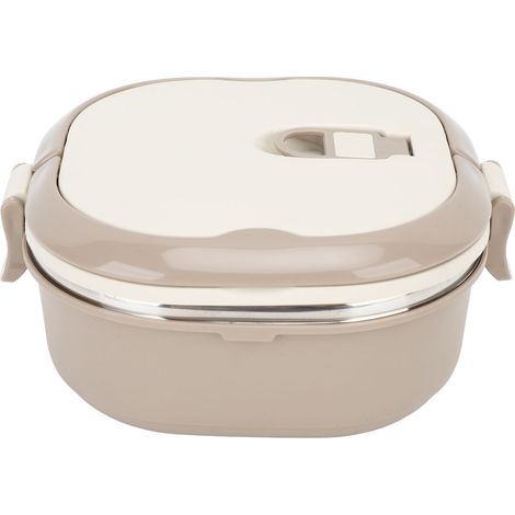 Boîte à lunch isotherme portable en acier inoxydable 304, style bento, avec cuillère, pour l'école et le bureau (une seule couche).