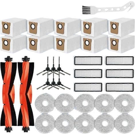 Pièces détachées pour aspirateur robot Xiaomi X20 Pro / X20 Max / D102GL / D109GL : brosse latérale principale, filtre HEPA, lingette de nettoyage, sac à poussière (1/5)
