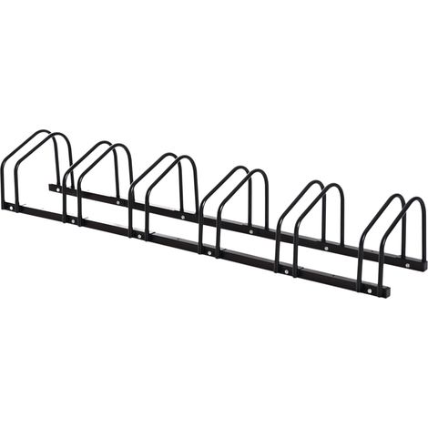 Parking 6 vélos, porte-vélos acier, stationnement sol ou mur, 179x33x27 cm, noir