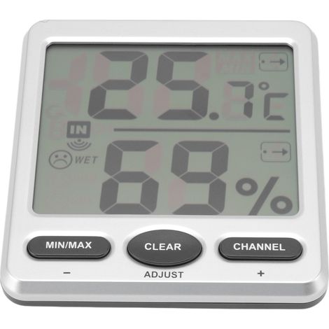Thermomètre d'intérieur et extérieur grand écran avec capteur d'humidité haute précision et enregistrement 24h (1/5)