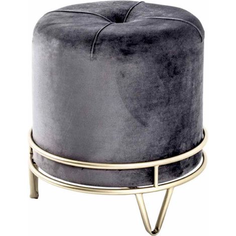 Pouf Rond Design "Love Is All" 40cm Gris