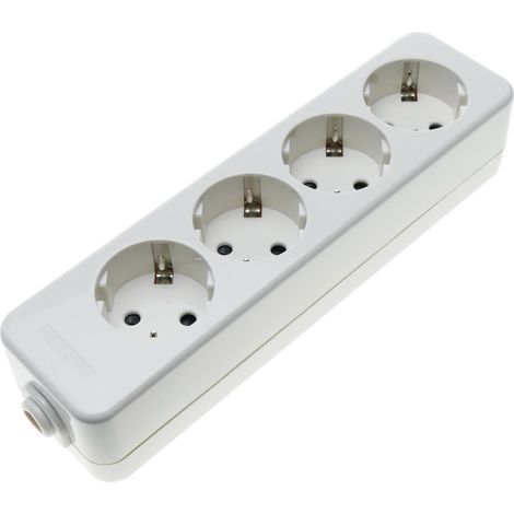BeMatik - Base de 4 enchufe schuko 16A 250V 3680W TT 54 x 206 x 42 mm
