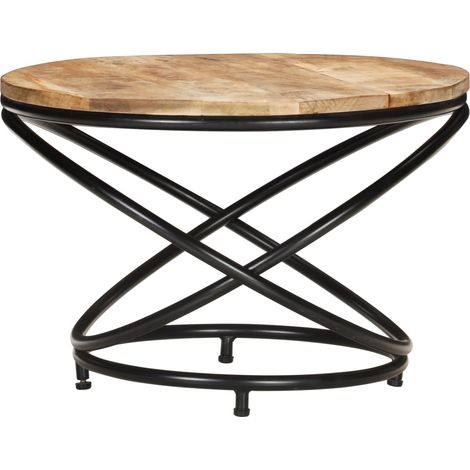 Table basse de salon, Table Café, Noir 60x60x40 cm Bois massif de manguier brut OIB7023E (1/5)