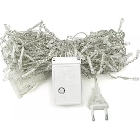 Guirlande lumineuse plate en forme de stalactite, batterie 3AA, blanc chaud, 10 m x 0,6 m, idéale pour décorer des événements et créer des ambiances chaleureuses.