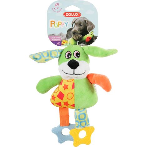 Jouet en peluche PUPPY Chien vert,  23 cm, pour chiots. - zolux (1/3)
