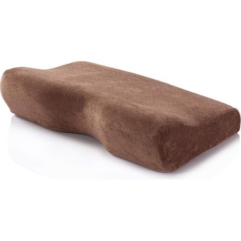 Oreiller cervical en mousse à mémoire de forme pour le cou et les épaules, pour les personnes dormant sur le côté (marron foncé)-AquaForge (1/5)
