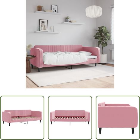 vidaXL Canapé - Lit de repos rose 100x200 cm velours (1/5)