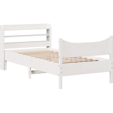 vidaXL Giroletto con Testiera Bianco 75x190 cm Legno Massello di Pino (1/5)