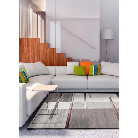 ATTICGO Tapis géométrique DETROIT 12 Lilas / Gris 160x230 cm (1/4)