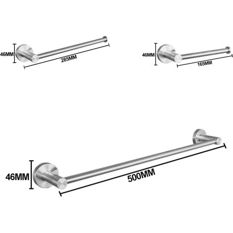 Ensemble de 3 pièces C) Accessoires de salle de bain en acier inoxydable brossé 304 : porte-serviettes, porte-papier toilette, porte-savon, barre porte-serviettes. (1/5)