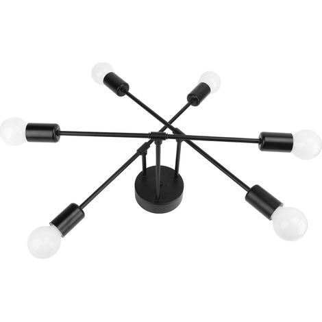 Plafonnier LED à Fleur de Plafond Fer Artistique Moderne 6 Lumières Ampoules E26 Lustre pour Chambre Cuisine Bureau (1/5)