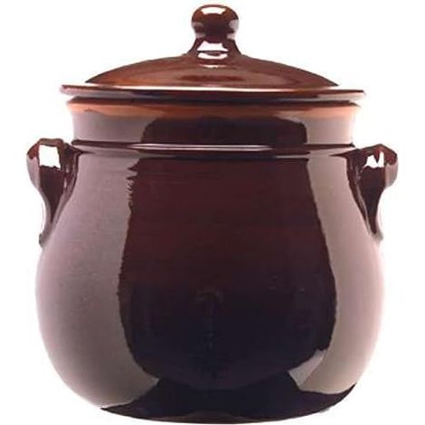 PENTOLA BOMBATA IN TERRACOTTA BRUNELLA CON COPERCHIO COLI - Taglia: 24