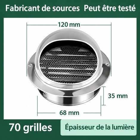 Chapeau de ventilation mural modèle économique inox 201 épaissi 70 mm garantie 80 ans 12 × 12 × 9 cm 74 g – Livraison gratuite