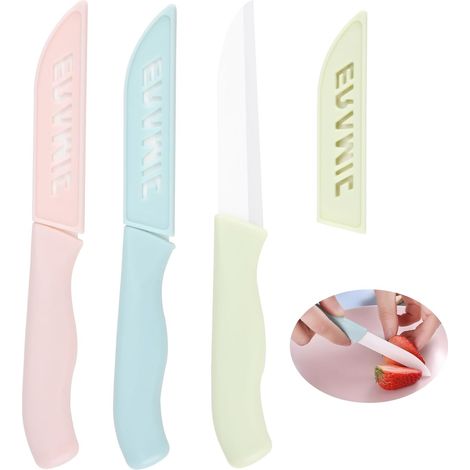 3PCS Couteau Cuisine Couteaux De Cuisine - Couteaux Ceramique Lame de 80 mm, Parfait pour Couper Légumes, Fruits et Autres Aliments (1/5)