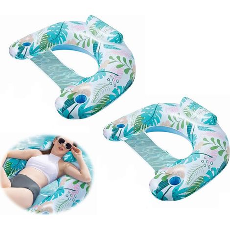 2er-Set Pool-Schwimmhilfen, 4-in-1-Pool-Schwimmhilfe, aufblasbare Poolmatratze, schwimmende Hängematte, tragbare Strand-Wasserhängematte, für Strand, Party, Urlaub (1/4)