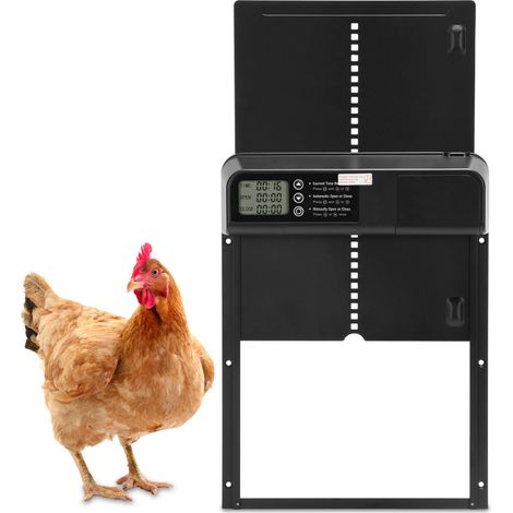 SWANEW Porta del pollaio automatico con timer e modalità manuale e display LCD con protezione dalla ventilazione impermeabile IPX4 33x24 5 cm nero (1/5)