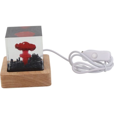 Lampe de nuit LED DIY en bois avec champignon 3D en résine pour bureau et chambre – 5 cm, 5 V, USB inclus, bois naturel, résine – ACKERMAN (1/5)