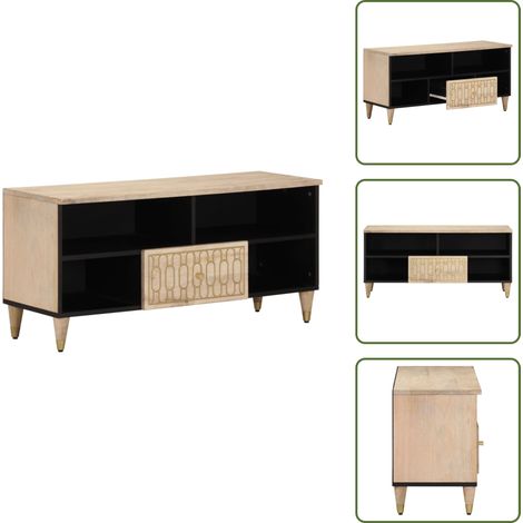 The Living Store Meuble TV 100x33x46 cm bois massif de manguier - Meubles Tv - Meuble Tv - Support Tv - Unit Tv - Meuble Salle Séjour (1/5)