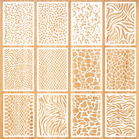 Pochoir Échelle De Poisson - Pochoir Réutilisable En PET Pour Maquillage Visage Corps Artisanat Peinture Murale Pâtisserie - Lot De 12 Pièces (1/5)