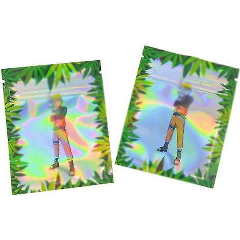 Sachet de conservation alimentaire réutilisable 7 x 9 cm en film polyester à motif feuille, auto-scellant et imperméable, transparent, imprimé, 10 à 50 pièces par paquet (1/5)