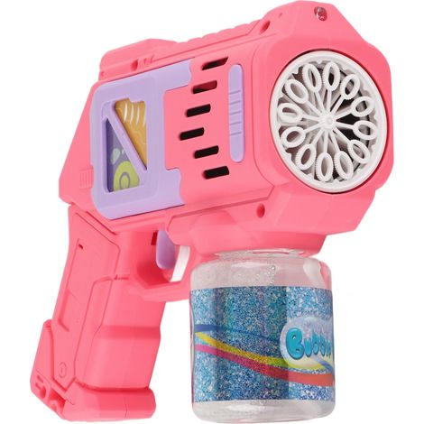 Seifenblasenmaschine Spielzeug, automatisch, LED-Beleuchtung, 10 Löcher, auslaufsicher, leistungsstarker Motor, inklusive Seifenblasenflüssigkeit, rosa (1/5)