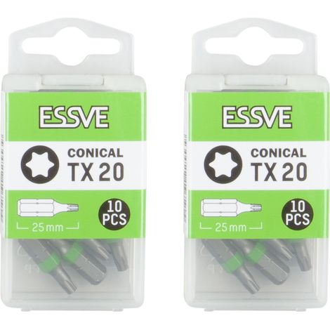 ESSVE TX20 Punta conica Torx per cacciavite, 25 mm, 10 pezzi x2 (1/3)