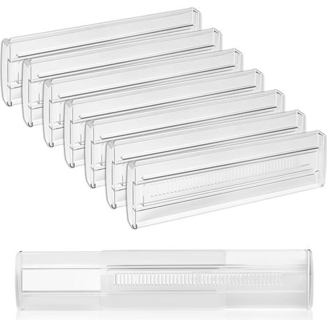 Juego de 8 separadores de cajones ajustables, separadores de cajones transparentes, separadores organizadores de cajones ajustables para utensilios, cocina, tocador, baño, maquillaje. (1/5)