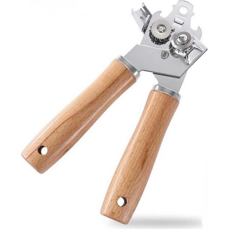 Ouvre-Boîte - Métal - Manche Bois - Bord Lisse - Pour Canettes - 1 Pièce (1/4)