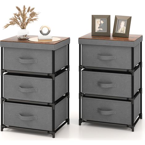 Commode 3 Tiroirs en Tissu, Commode Chambre Adulte avec Cadre en Métal, Industriel,20x48x76cm(2, Gris) (1/5)