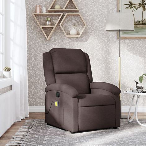 Fauteuil de massage inclinable-Chaise de relaxation-Fauteuil Relax Marron foncé Tissu 591818 (1/5)