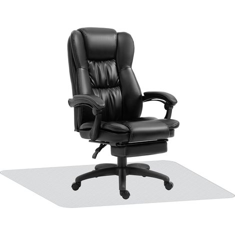 Conjunto de 1 silla de masaje reclinable con 6 puntos de masaje 68,5x68,5x113-121 cm y 1 alfombra protectora de suelo 90x120 cm negro y transparente (1/5)