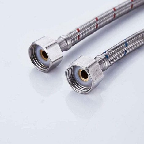 Raccord Flexible - Acier Inoxydable 304 - M10 x 1/2 - 600 mm - Norme Britannique G1/2 - Lot De 2 (1/4)